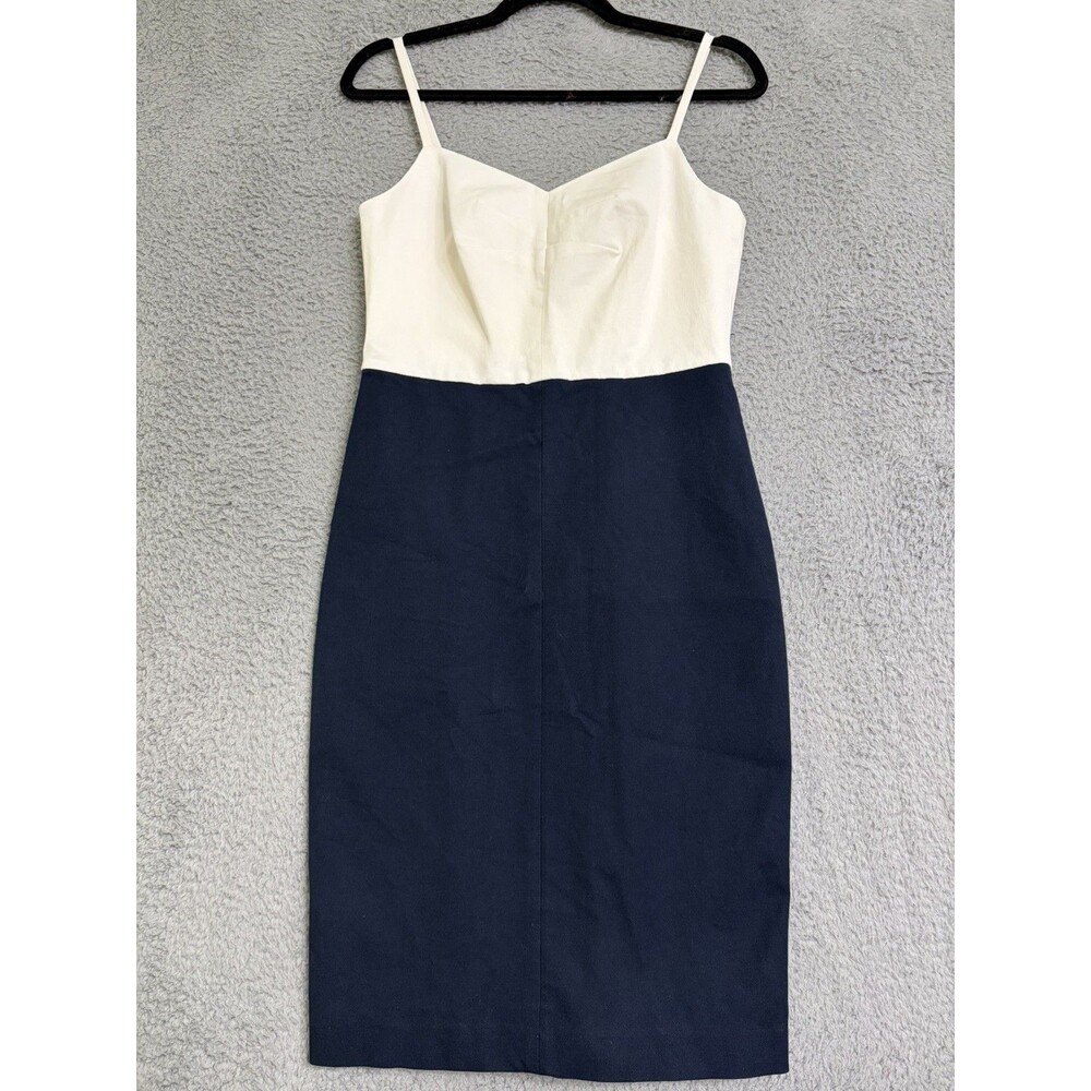 Banana Republic Womens Navy Blue White Bi-Stretch Sheath Camisole Dress- 6